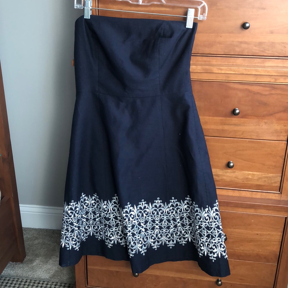 Ann Taylor Loft blue strapless dress
